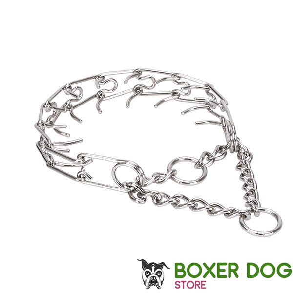 Adjustable stainless steel dog pinch collar with removable links for medium dogs
