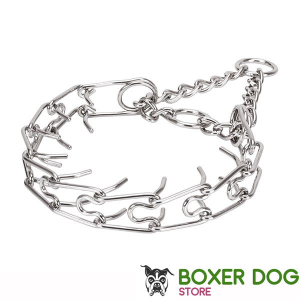 Strong stainless steel dog prong collar for large breeds