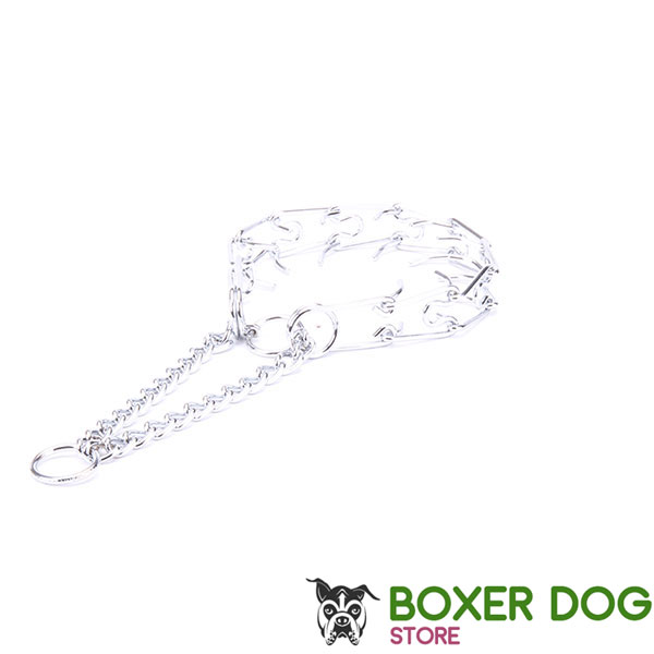 Dog pinch collar chrome plated for ill behaved pets