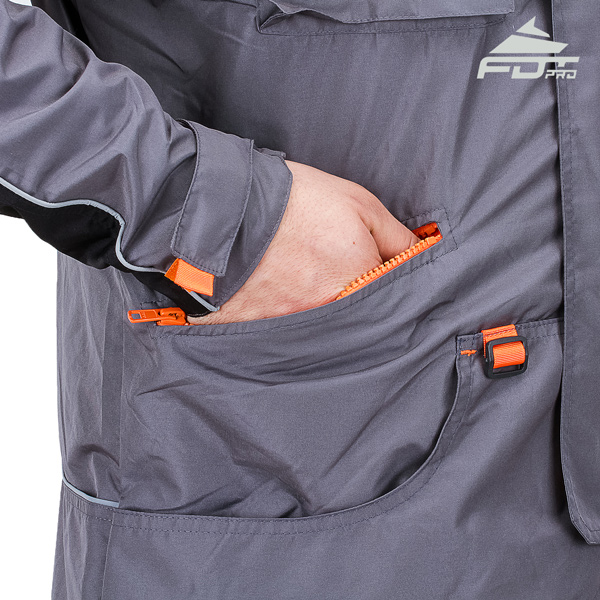 Grey Color FDT Pro Design Dog Tracking Jacket with Comfy Side Pockets