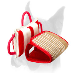 Jute bite pillow with removable cover for Boxer training