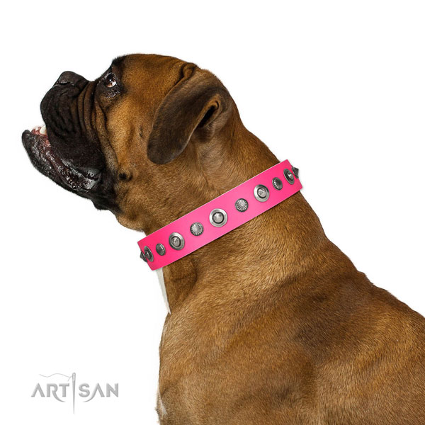 Natural leather collar with durable fittings for your beautiful doggie