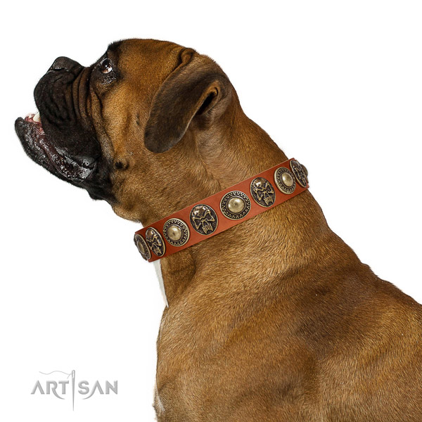 Convenient leather collar for your impressive four-legged friend