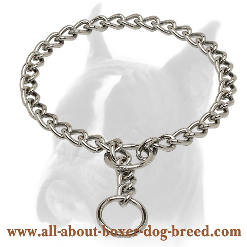 Extra durable choke chain collar for Boxer training