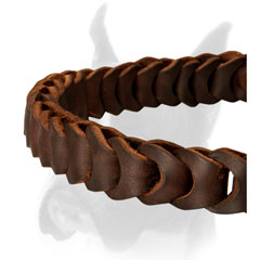 Strong leather dog choke collar for Boxer training