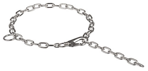 Fur Saver Dog Collar with Snap Hook - Choke Dog Collar Steel Chrome Plated for Boxer