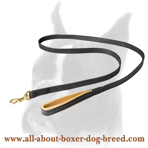 Leather Boxer Leash with Nappa Padded Handle