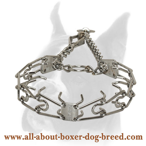 Chrome Plated HS Pinch Prong Collar with Swivel and Snap Hook - 1/8 inch (3.25 mm)