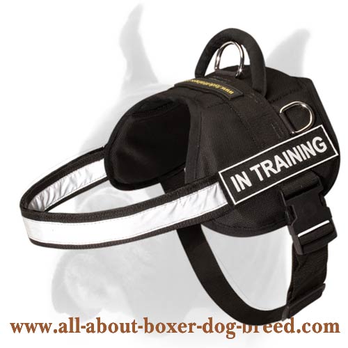 Multifunctional Boxer Dog Harness with Reflective Strap and Patches