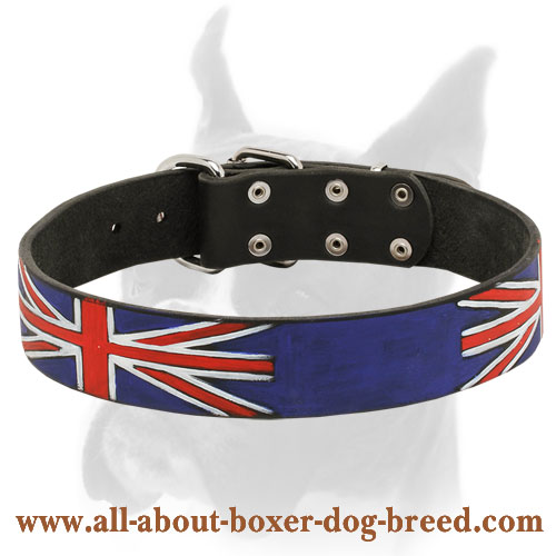 "United Kingdom Pride" Hand-Painted Leather Boxer Collar
