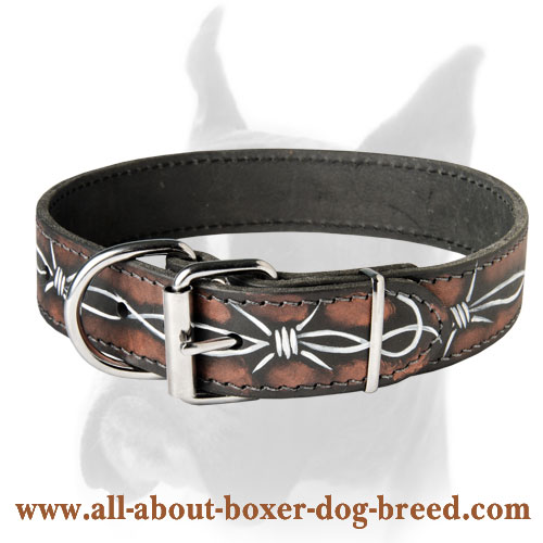 Exclusive Painted Leather Collar for Boxer