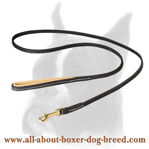 Handmade leather Boxer leash for walking and training