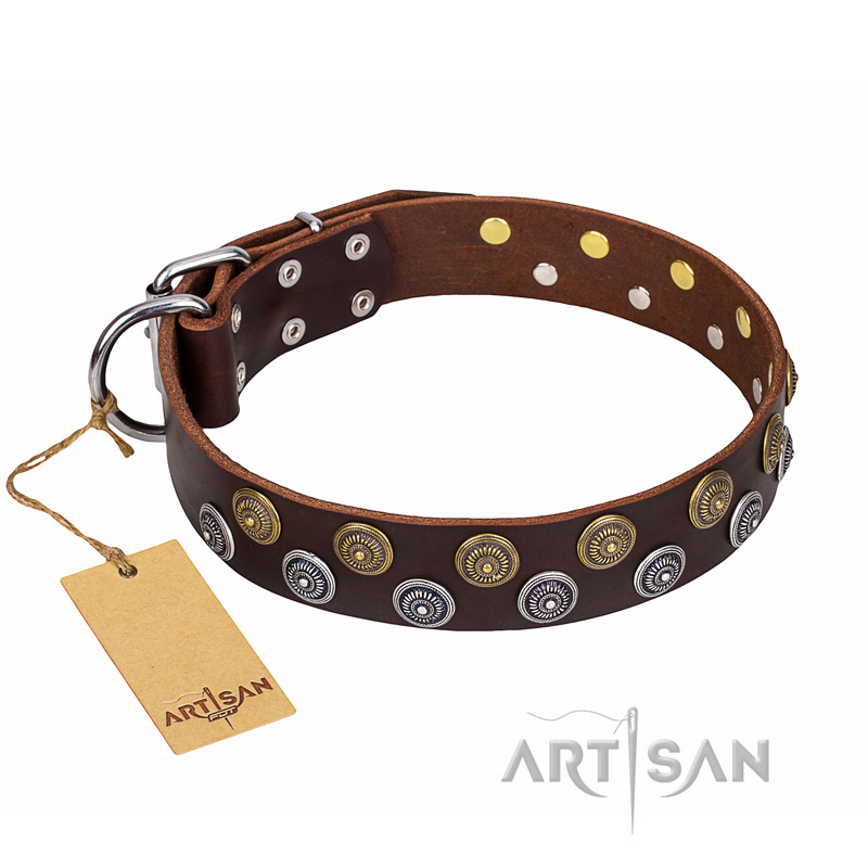 'Strong Shields' FDT Artisan Wide Leather Boxer Collar of Exquisite Design - Click Image to Close
