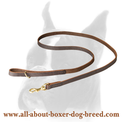 Simple in Use Stitched Leather Boxer Leash