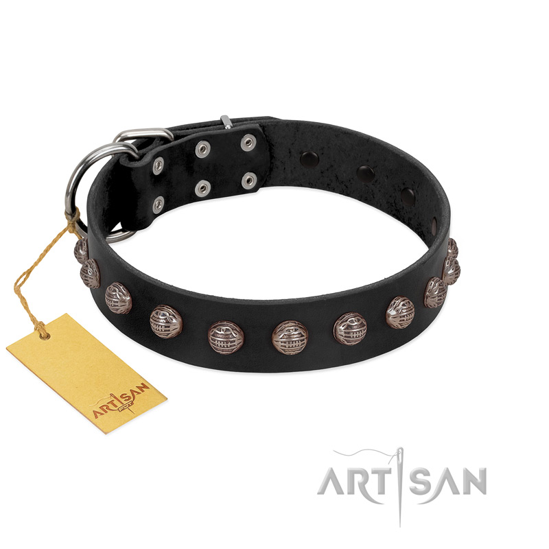 "Bizarre Affection" Designer Handmade FDT Artisan Black Leather Boxer Collar