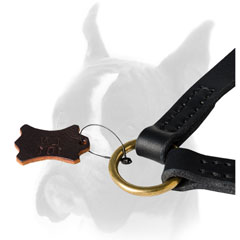 Leather Boxer coupler with strong brass O-ring for leash attachment