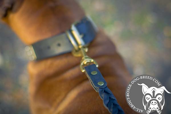 Boxer leather-leash with strong hardware for walking