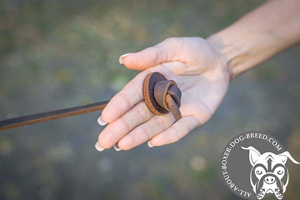 Boxer leather-leash with strong handle for better comfort
